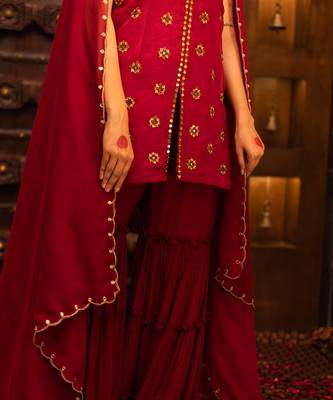 Maroon Georgette Sharara Set 3