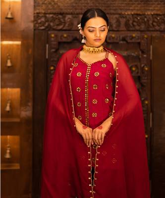 Maroon Georgette Sharara Set 5