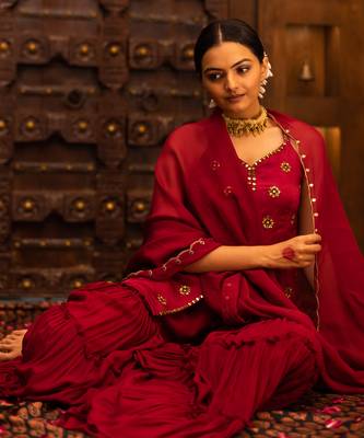 Maroon Georgette Sharara Set 6