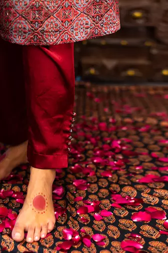 Red Embroidered Kurta Set