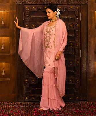 Baby Pink Georgette Sharara Set 1