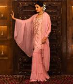 Baby Pink Georgette Sharara Set
