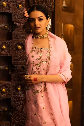Baby Pink Georgette Sharara Set