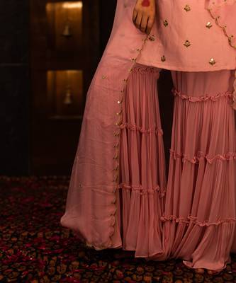 Baby Pink Georgette Sharara Set 5