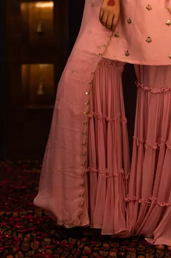 Baby Pink Georgette Sharara Set