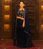 Midnight Blue Georgette Sharara Set