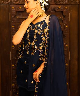 Midnight Blue Georgette Sharara Set 2