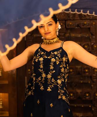Midnight Blue Georgette Sharara Set 3