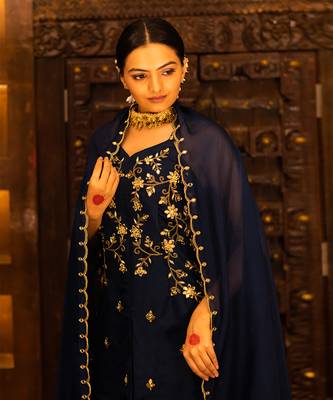 Midnight Blue Georgette Sharara Set 4