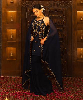Midnight Blue Georgette Sharara Set 5