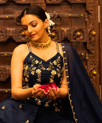 Midnight Blue Georgette Sharara Set 7