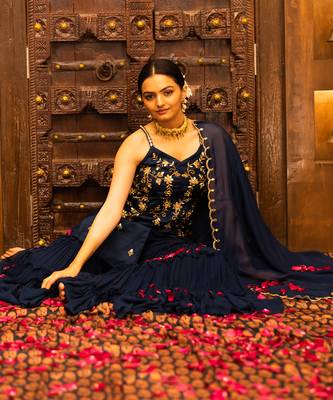 Midnight Blue Georgette Sharara Set 8