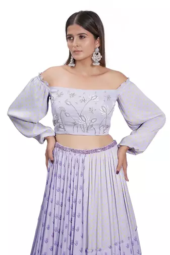 Lilac Kadakara Printed Skirt Set