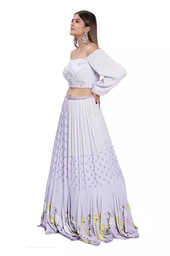 Lilac Kadakara Printed Skirt Set