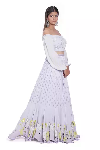 Lilac Kadakara Printed Skirt Set