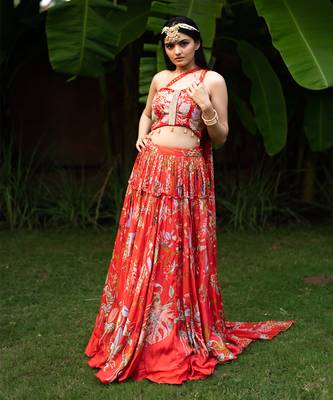 Red Viscose Lehenga Set 1