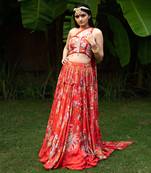 Red Viscose Lehenga Set