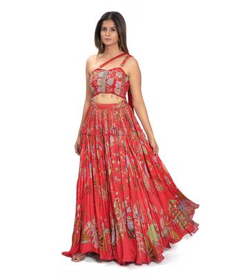 Red Viscose Lehenga Set 3