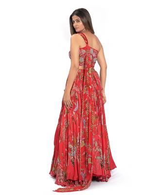 Red Viscose Lehenga Set 4