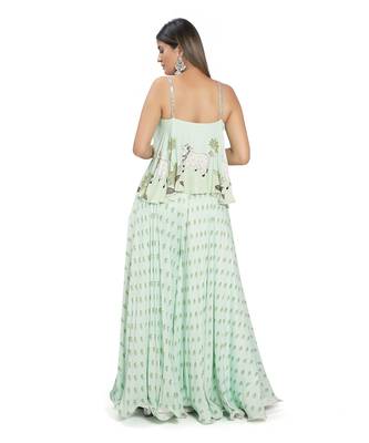 Mint Green Printed Palazzo Pant Set 2