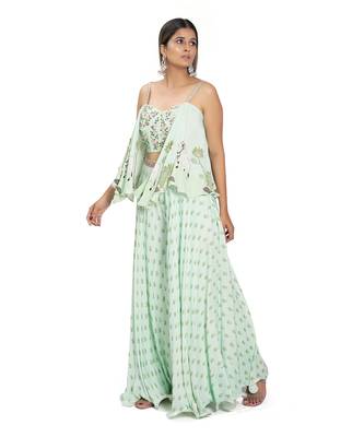 Mint Green Printed Palazzo Pant Set 5