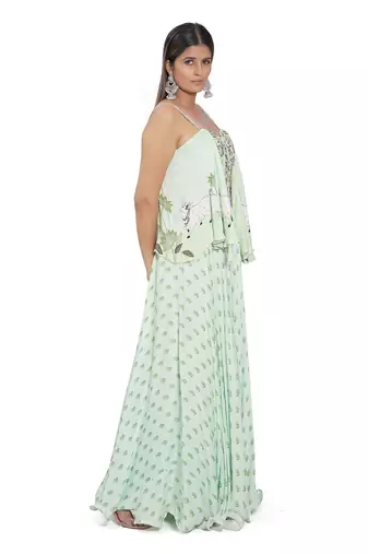Mint Green Printed Palazzo Pant Set