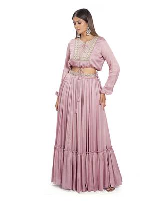 Mauve Satin Skirt Set 1