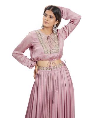 Mauve Satin Skirt Set 2