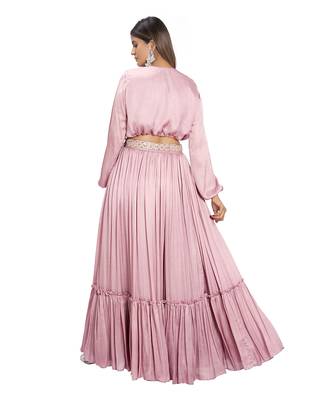 Mauve Satin Skirt Set 3
