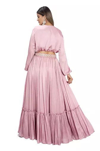 Mauve Satin Skirt Set
