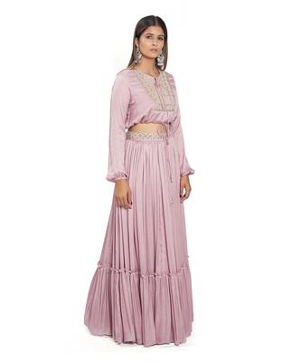 Mauve Satin Skirt Set 4