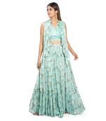 Turquoise Viscose Lehenga Set