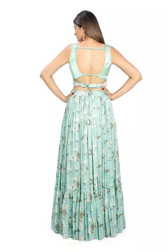 Turquoise Viscose Lehenga Set