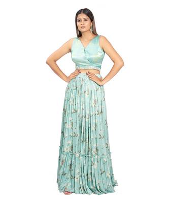 Turquoise Viscose Lehenga Set 3
