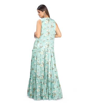 Turquoise Viscose Lehenga Set 4