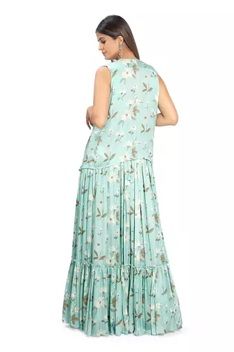 Turquoise Viscose Lehenga Set
