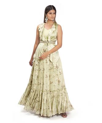 Olive Green Viscose Lehenga Set 1