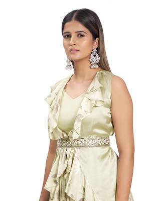 Olive Green Viscose Lehenga Set 3