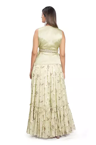 Olive Green Viscose Lehenga Set