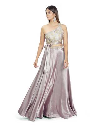 Purple Viscose Lehenga Set 1