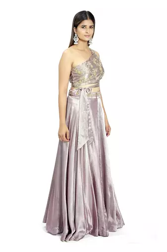 Purple Viscose Lehenga Set