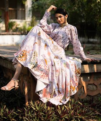 Purple Viscose Skirt Set 7