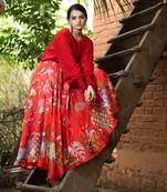 Red Viscose Skirt Set