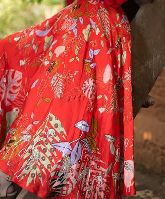 Red Viscose Skirt Set 4