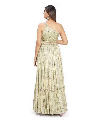 Olive Green Viscose Lehenga Set 2