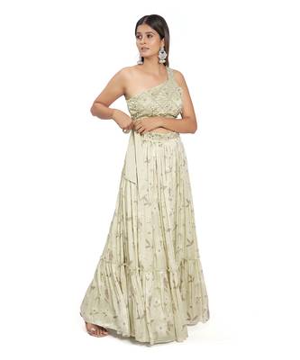 Olive Green Viscose Lehenga Set 3