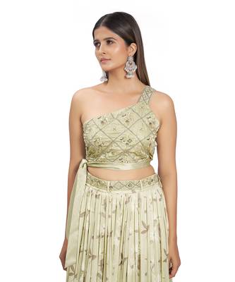 Olive Green Viscose Lehenga Set 4