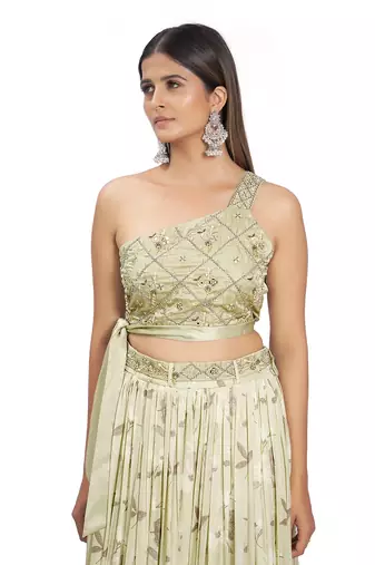 Olive Green Viscose Lehenga Set
