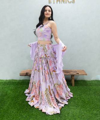 Purple Viscose Lehenga Set 1