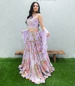Purple Viscose Lehenga Set